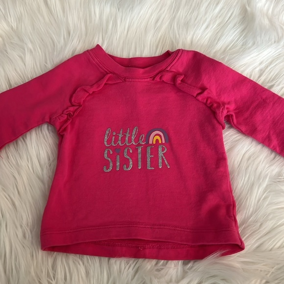 Child of Mine  Pink Little Sister Rainbow Sweatshirt & Pants Size 0-3 Months - Picture 2 of 8